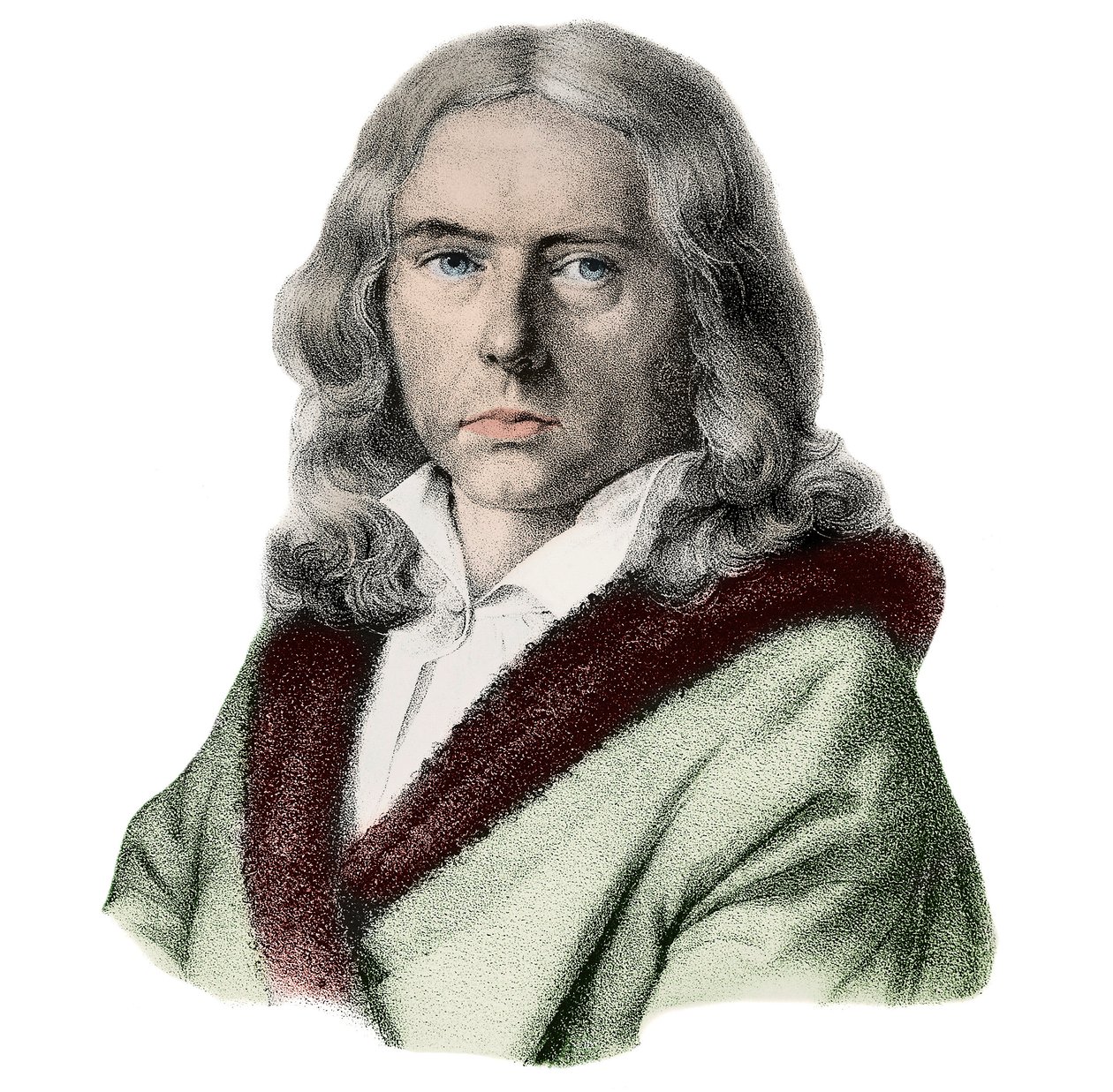 Retrato de Adelbert de Chamisso - Retrato de Adelbert von Chamisso (1781- 1838), escritor alemão de Arnold van Westerhout
