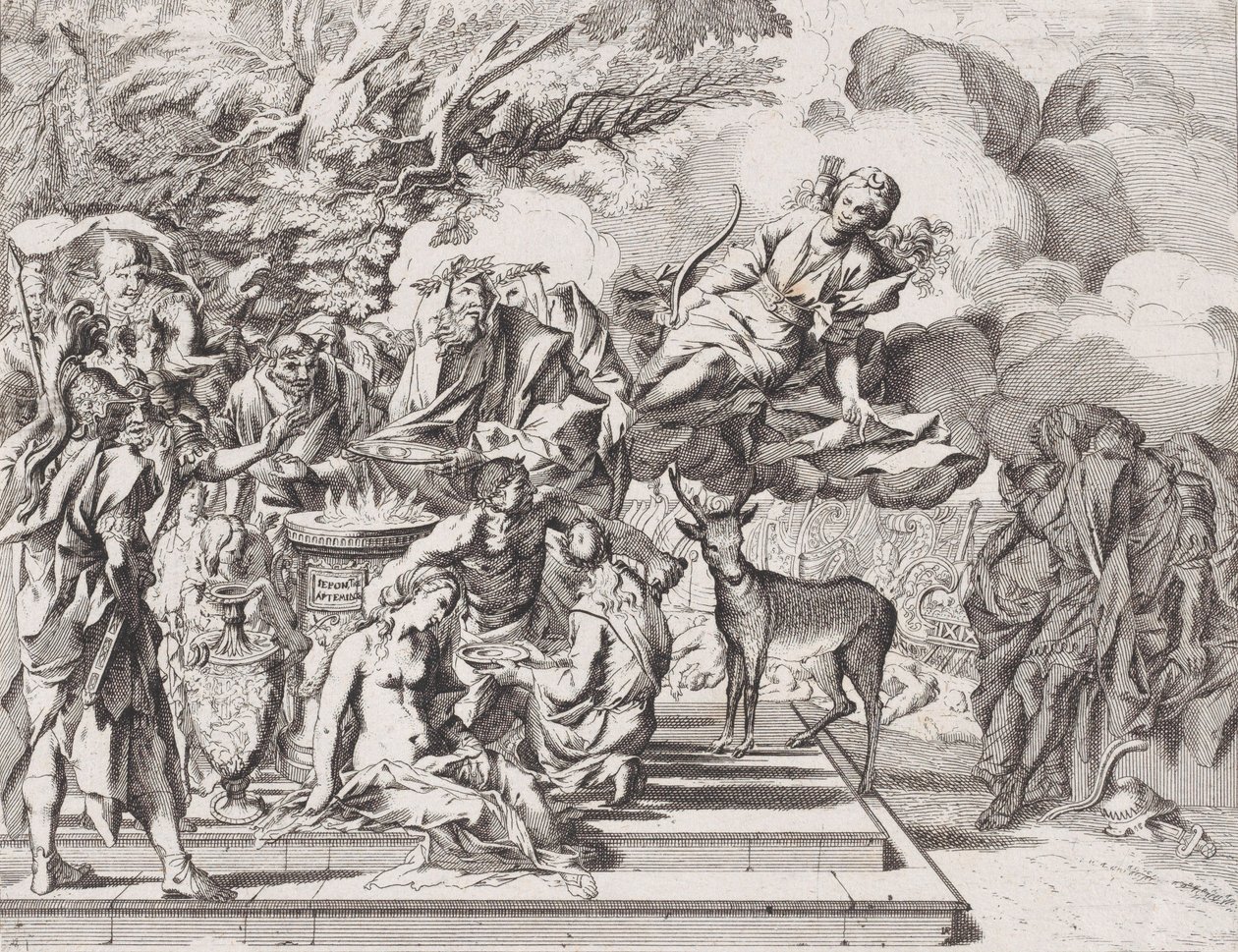 O sacrifício de Ifigênia, 1650-1700. de Arnold van Westerhout.