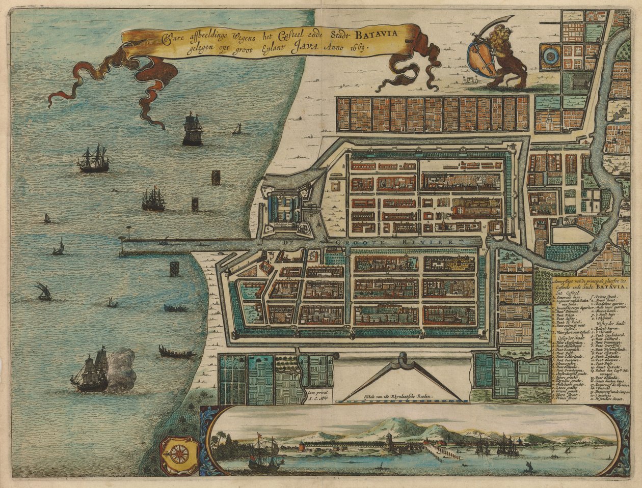 Waere affottee Devido ao Casteel Ende Stadt BATAVIA localizado em grande Eylant JAVA Anno 1669 de Arnoldus Montanus
