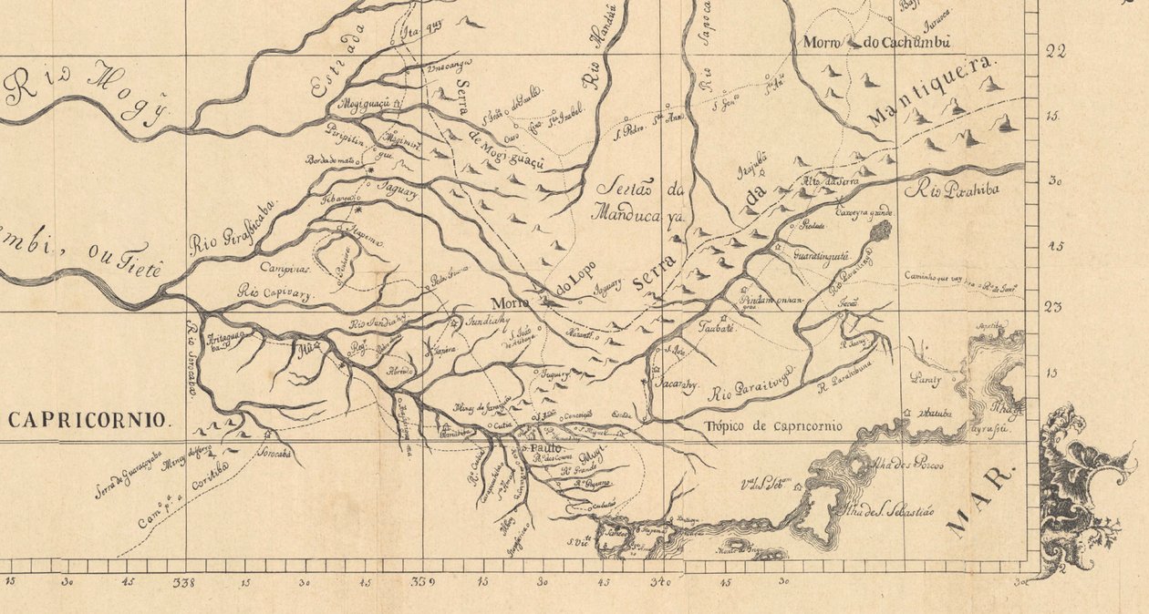 Capitania de São Paulo em 1766, na Carta corográfica dos limites do Estado de Minas Gerais com o de São Paulo de Aroeira