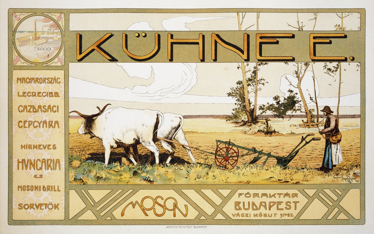 Reprodução de um cartaz publicitário Kuhnee Agricultural Manufacturers, 1899 de Arpad Basch