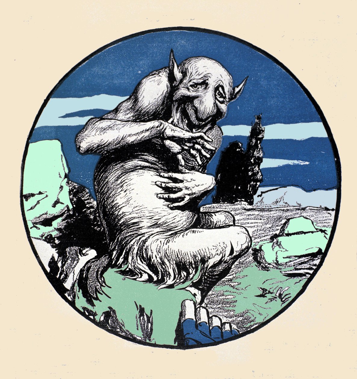 O deus Pan, meio bode mi homem. Ilustração de Arpad Schmidhammer para Jugend de Arpad Schmidhammer