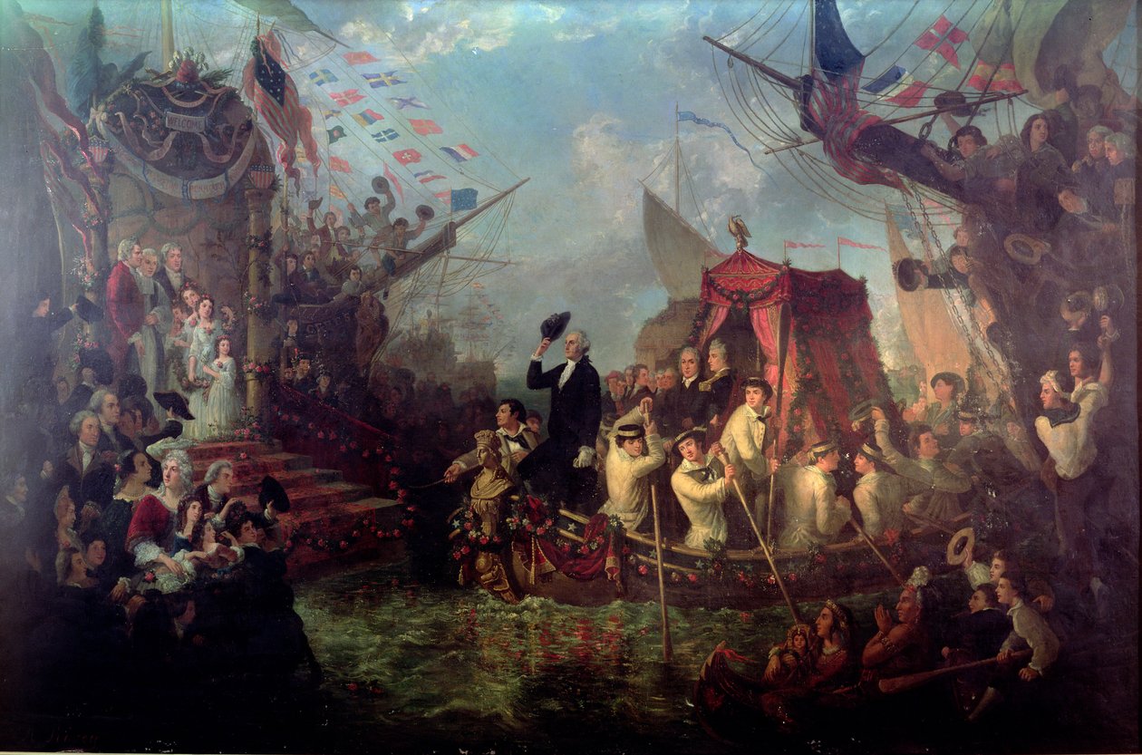 George Washington chegando em Nova York, 30 de abril de 1789 de Arsene Hippolyte Rivey