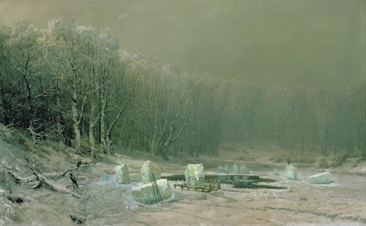 Inverno, o assentamento de gelo, 1878 de Arseniy Ivanovich Meshchersky