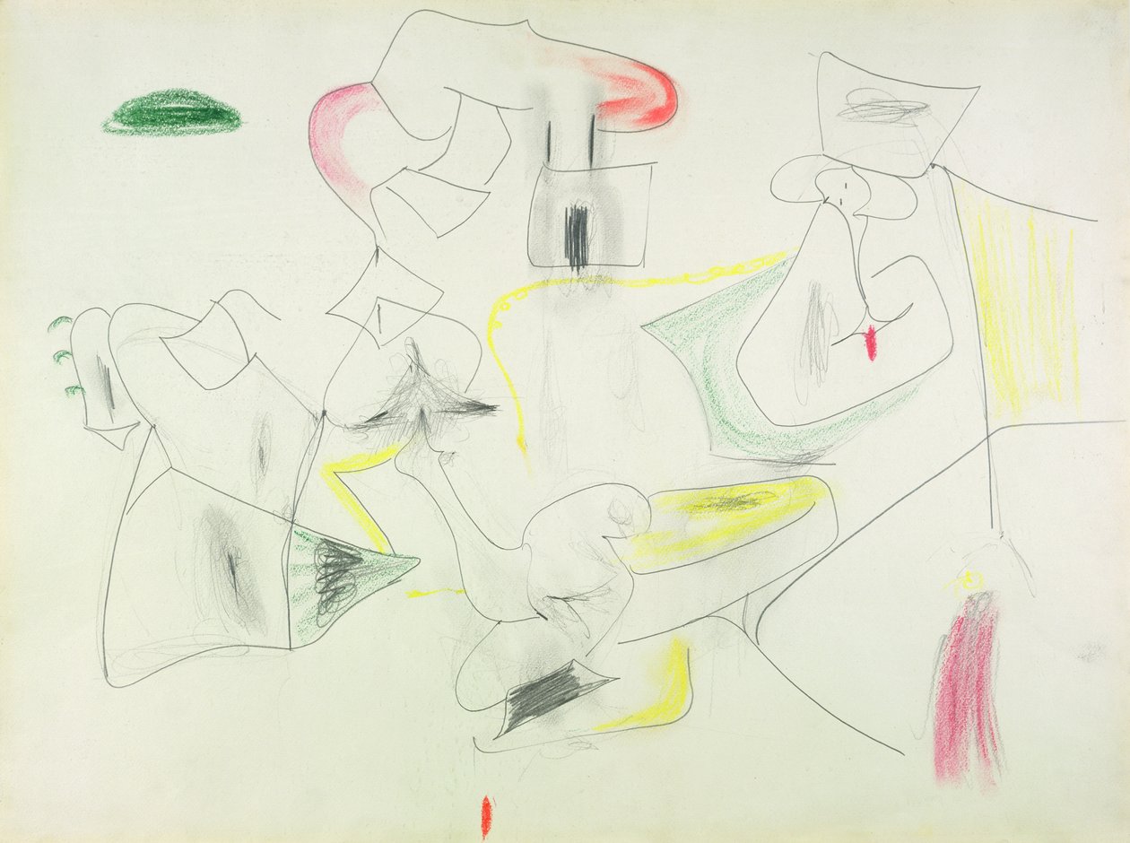 Sem título (lápis de cor e lápis sobre papel) de Arshile Gorky