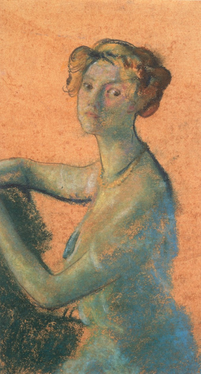 Mulher com fundo laranja do livro AB Davies, edição -25, 50 de Arthur Bowen Davies
