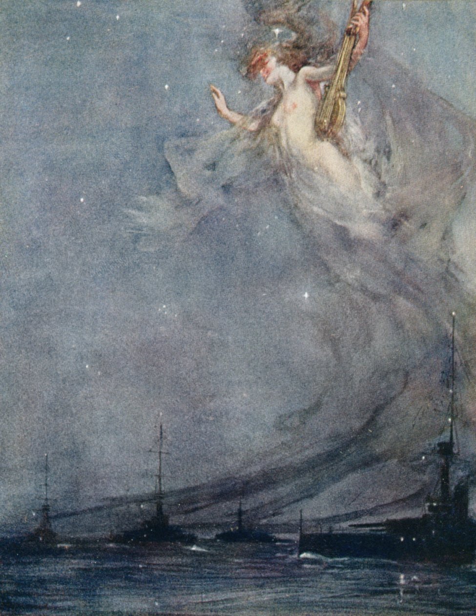 O relógio do meio, ilustração de &39;Drake&39;s Drum and Other Songs of the Sea&39; por Henry Newbolt (1862-1938) de Arthur David McCormick