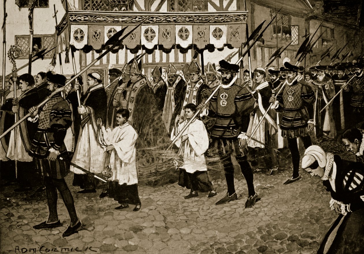 A Procissão dos Lordes e dos Comuns a São Paulo, ilustração da "História da Nação Britânica" de Hutchinson, c.1920 de Arthur David McCormick