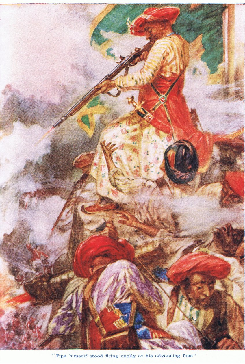 O próprio Tipu estava atirando com firmeza em seus inimigos que avançavam de Arthur David McCormick