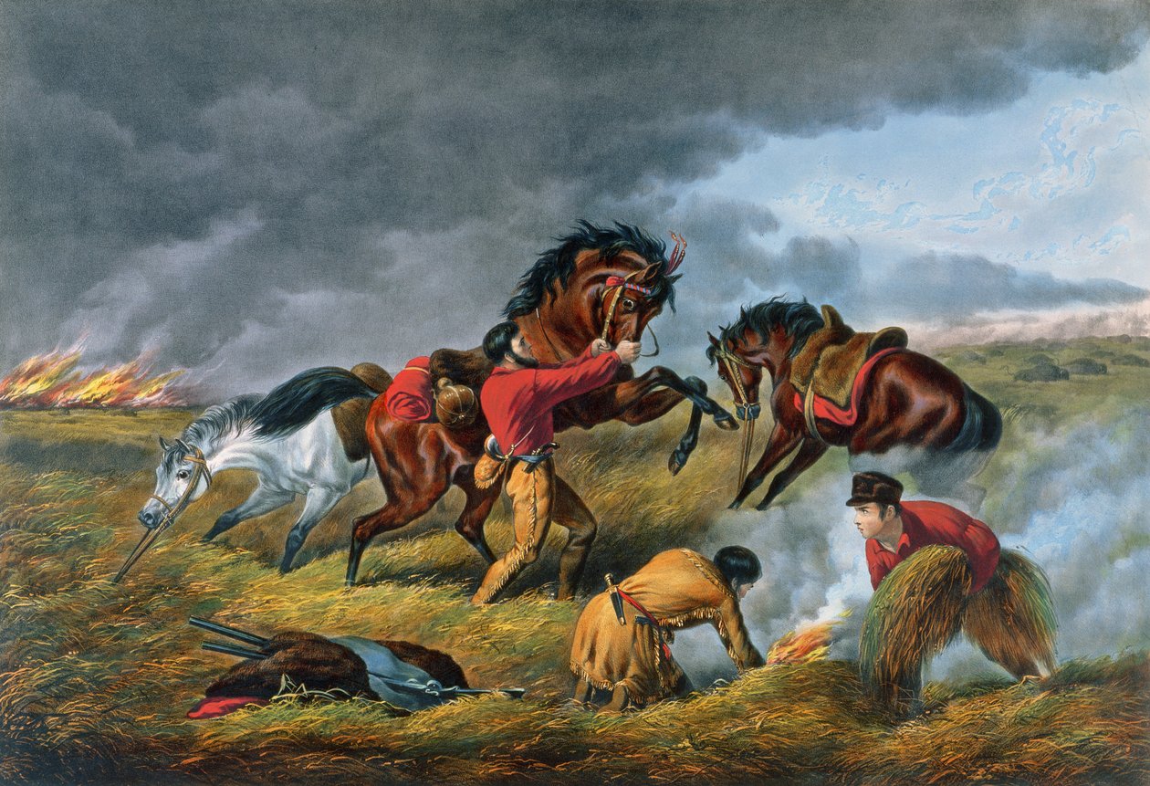 A vida na pradaria, pub. por Currier e Ives, Nova York, 1862 de Arthur Fitzwilliam Tait