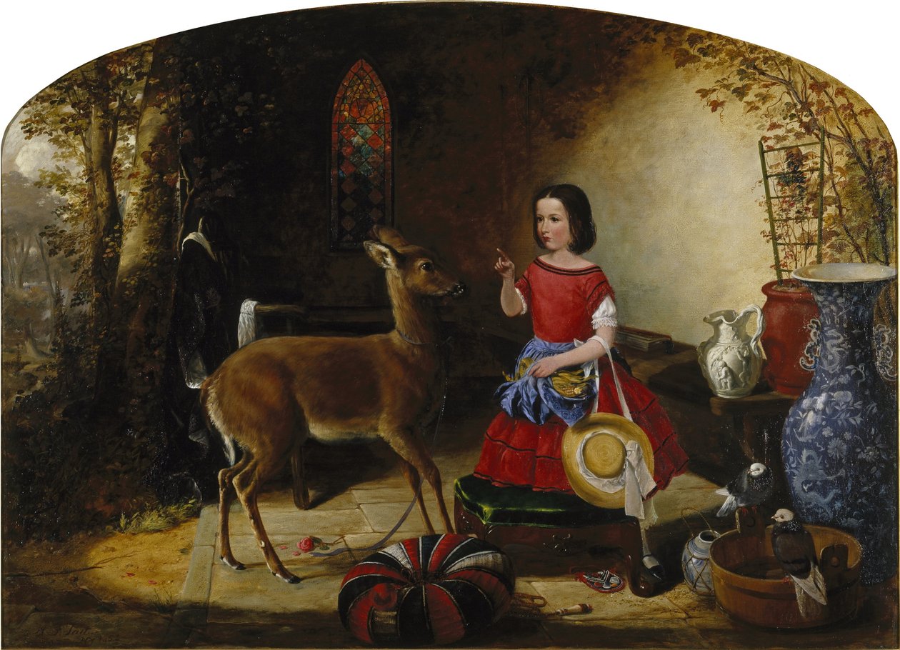 A repreensão. Ah! Você Naughty Fawn, você está comendo novamente as flores. de Arthur Fitzwilliam Tait