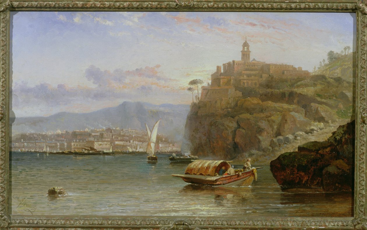Na costa de Amalfi ao entardecer de Arthur Joseph Meadows