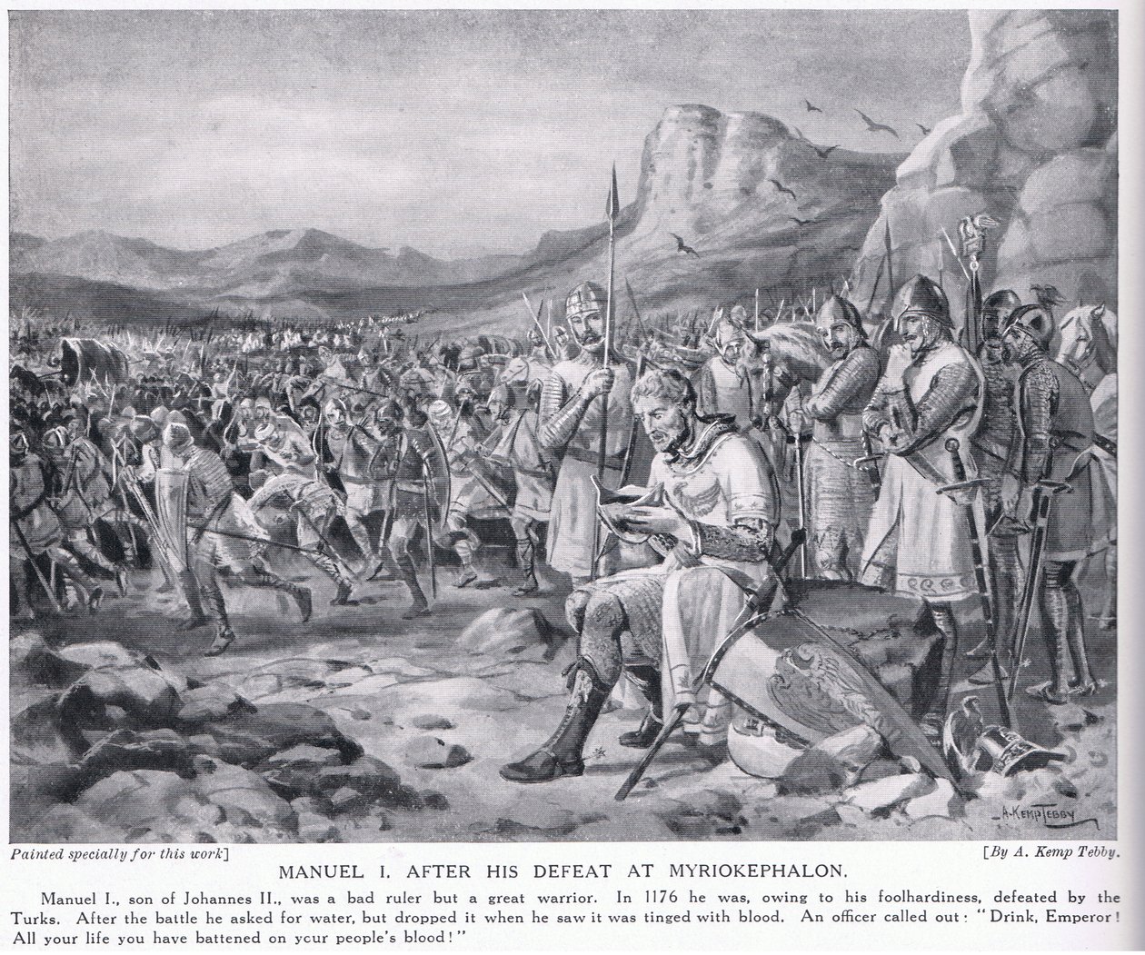 Manuel I, após sua derrota em Myriokephalon 1176 AD de Arthur Kemp Tebby