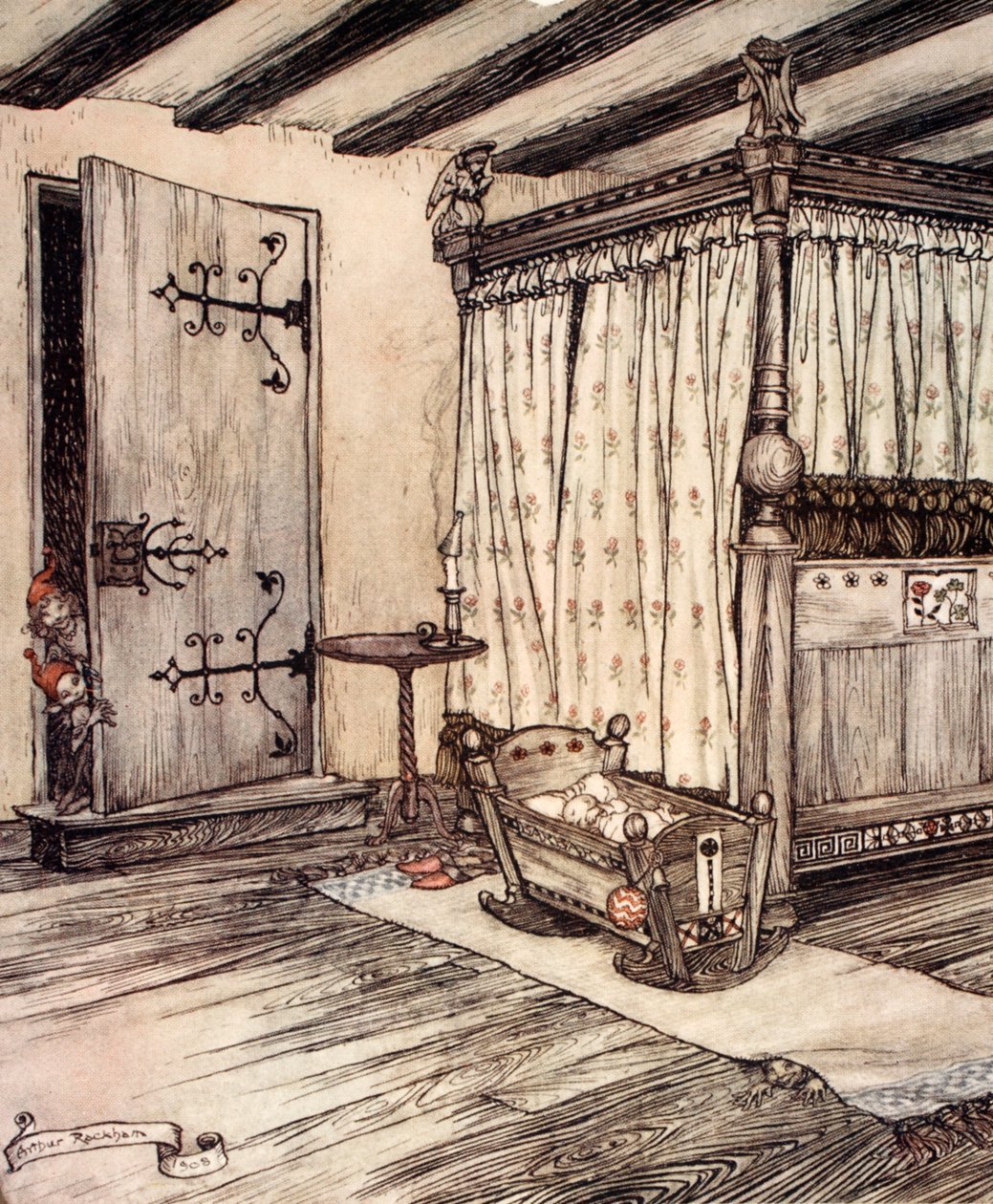 .. Quase o tempo das fadas, ilustração de &39;Sonho de Noites de Verão&39; de William Shakespeare, 1908 de Arthur Rackham