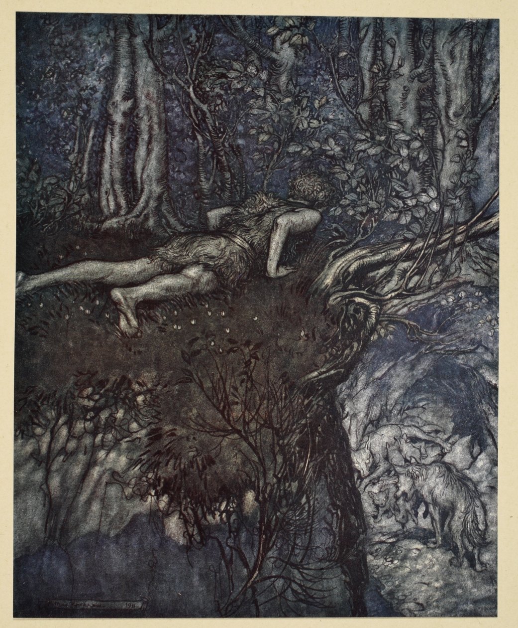 &39;E lá aprendi como era o amor&39;, ilustração de &39;Siegfried and the Twilight of the Gods&39;, 1924 de Arthur Rackham