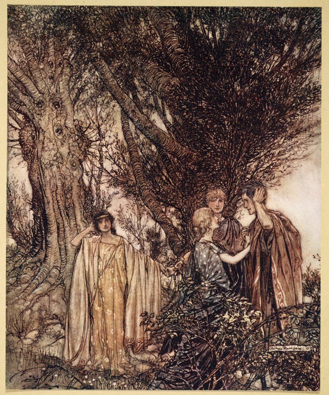 ..Certifique-se, que estamos acordados Parece-me que ainda dormimos, sonhamos, ilustração de &39;Sonho de Noites de Verão&39; por William Shakespeare, 1908 de Arthur Rackham