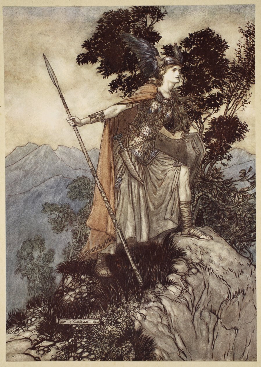 Brunnhilde, de "O Rhinegold e a Valquíria", 1910 de Arthur Rackham