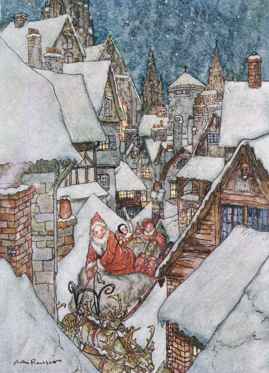 Ilustrações de Natal, de "A noite antes do Natal", de Clement C. Moore, 1931 de Arthur Rackham