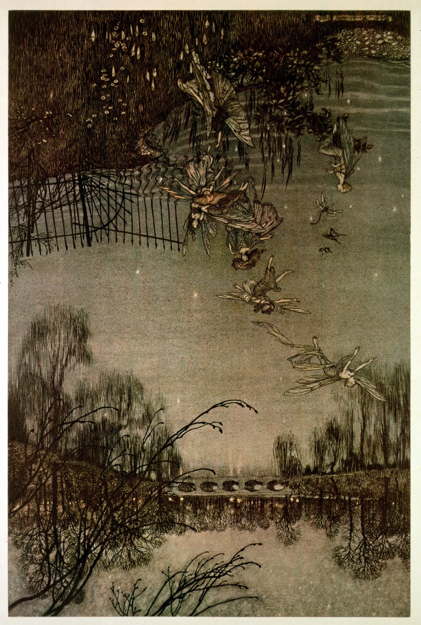 Fadas em Kensington Gardens de &39;Peter Pan em Kensington Gardens&39; por JM Barrie, 1906 de Arthur Rackham