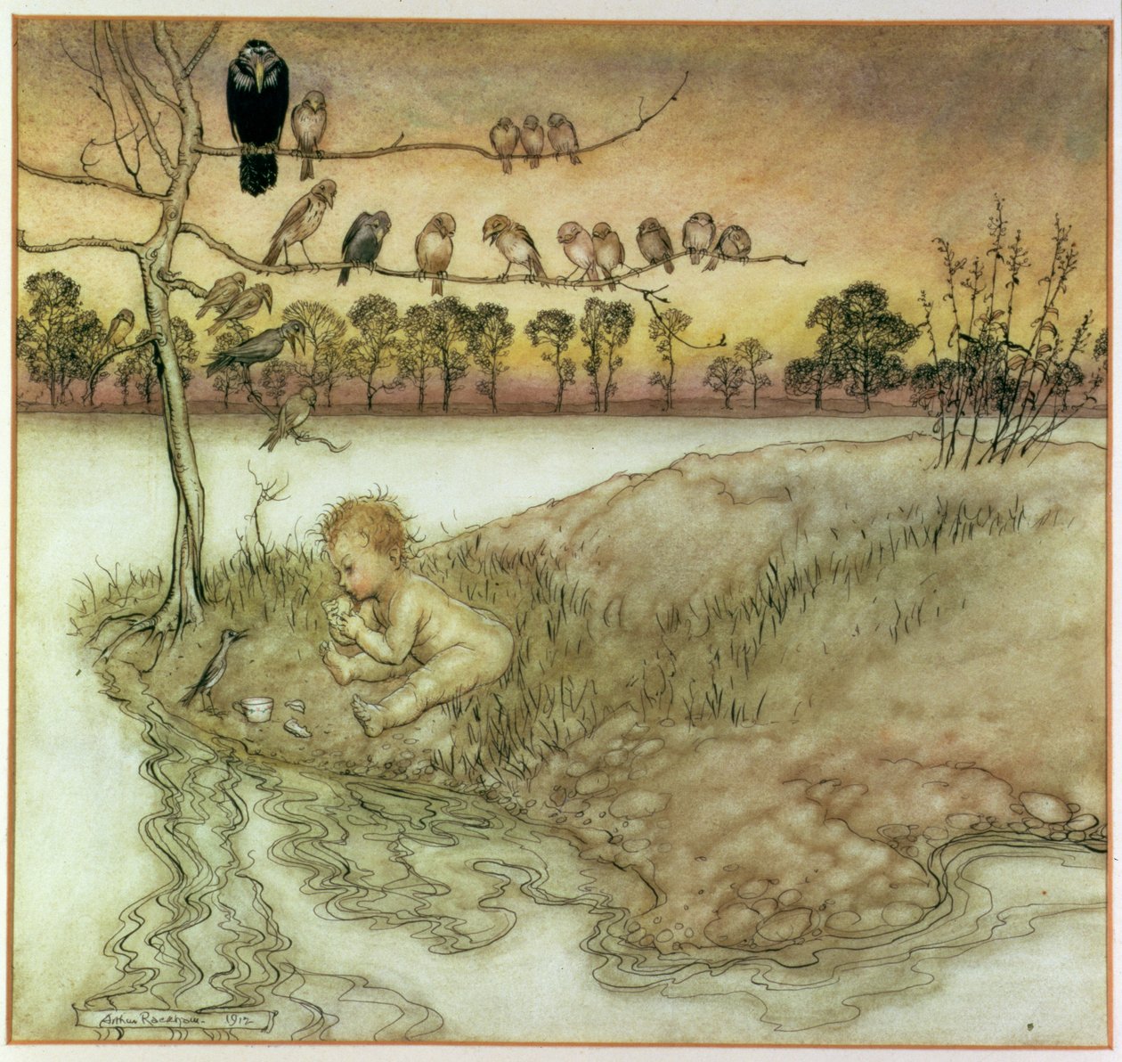Ilustração para &39;Peter Pan em Kensington Gardens&39; por JM Barrie, 1912 de Arthur Rackham