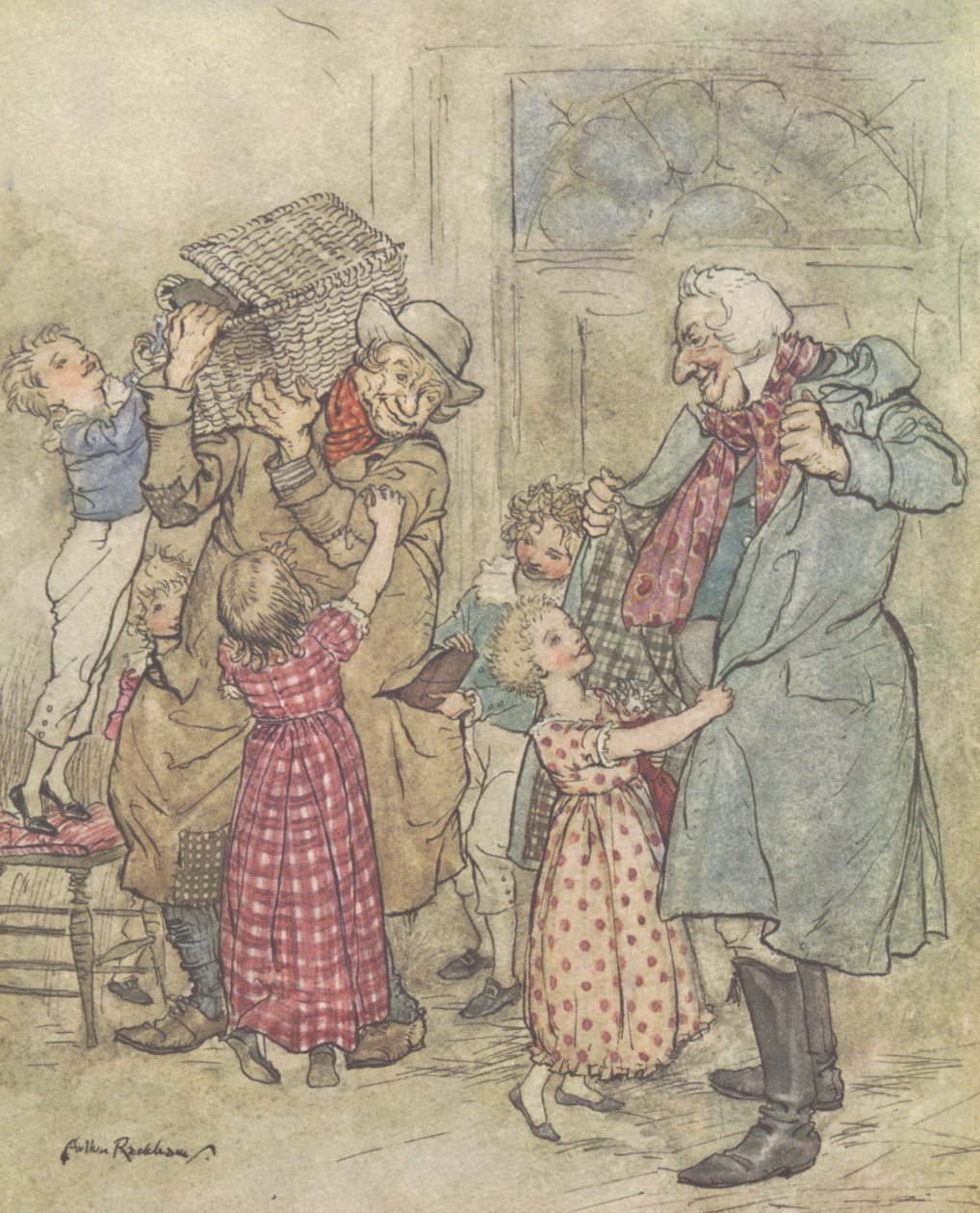 &39;Laden com brinquedos e presentes&39;, 1915 de Arthur Rackham
