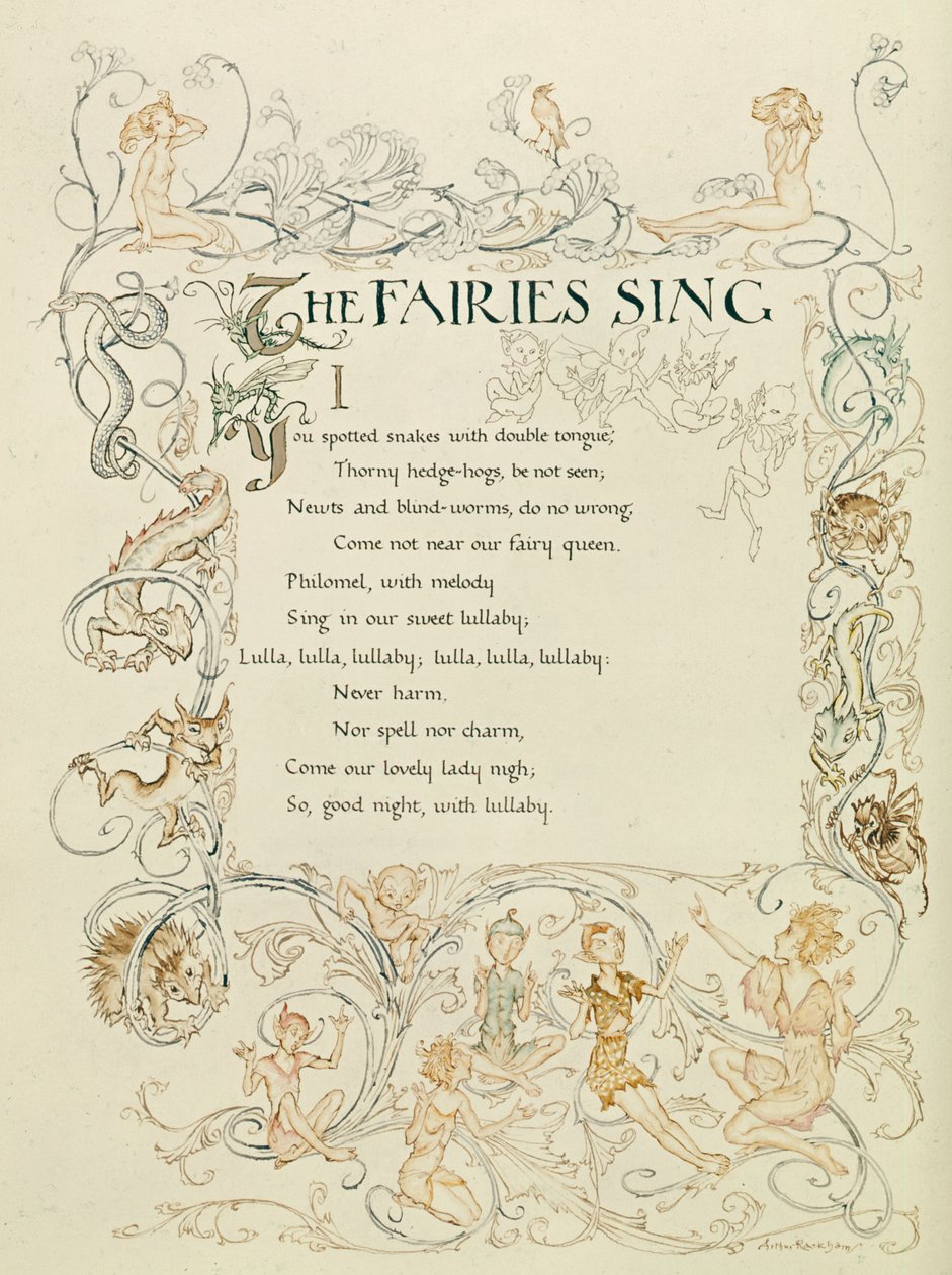 As Fadas Canta, de &39;Sonho de Uma Noite de Verão&39;, 1908 de Arthur Rackham