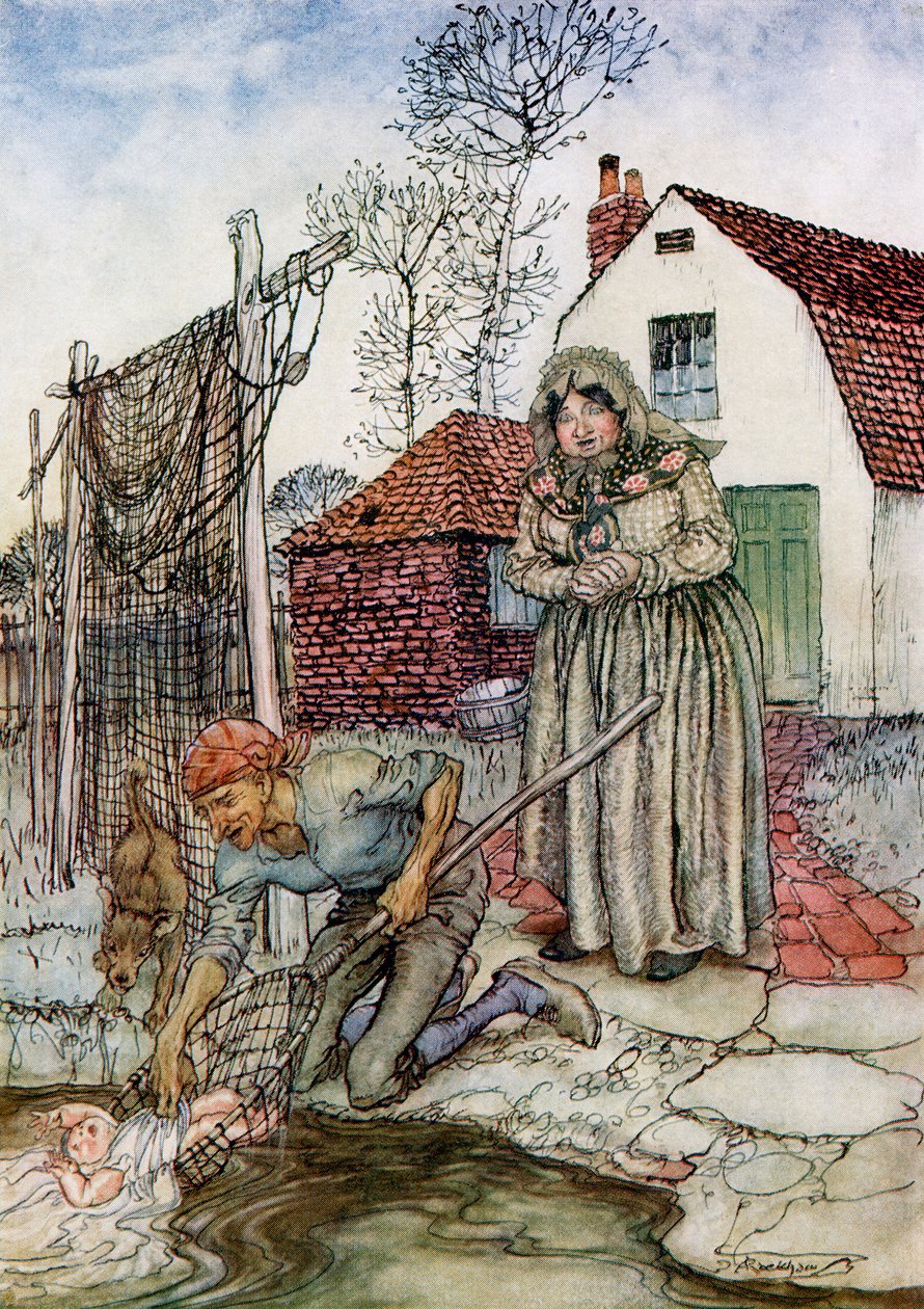 O peixe e o anel, dos contos de fadas ingleses recontados por FA Steel, 1927 de Arthur Rackham