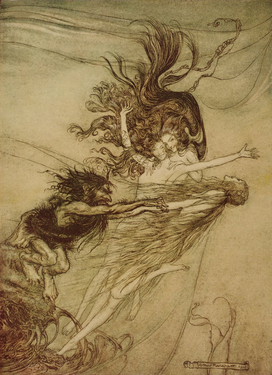 A Rhinemaidens provocando Alberich de &39;The Rhinegold and The Valkyrie&39; de Richard Wagner, 1910 de Arthur Rackham