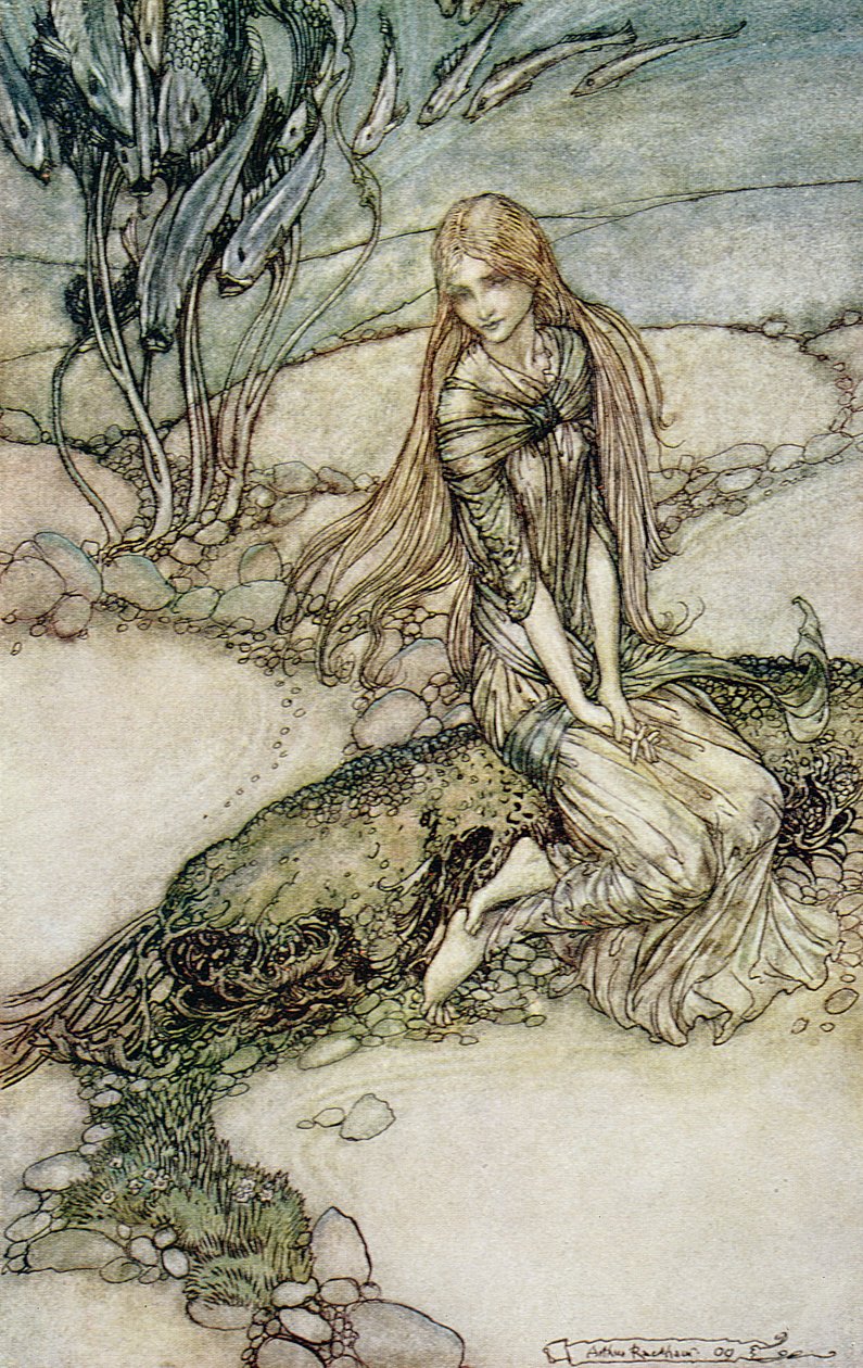 Undine, ilustração do livro do barão Friedrich de la Motte Fouque (1777-1843) 1909 de Arthur Rackham