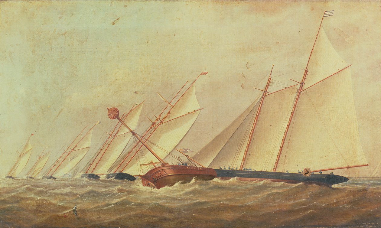 Cutters and Schooners Arredondando o Mouse Lightship de Arthur Wellington Fowles