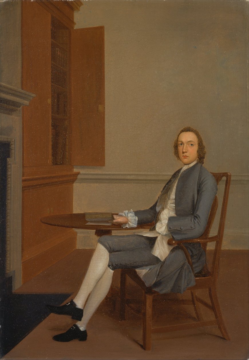 Um homem desconhecido sentado em uma mesa de Arthur Devis