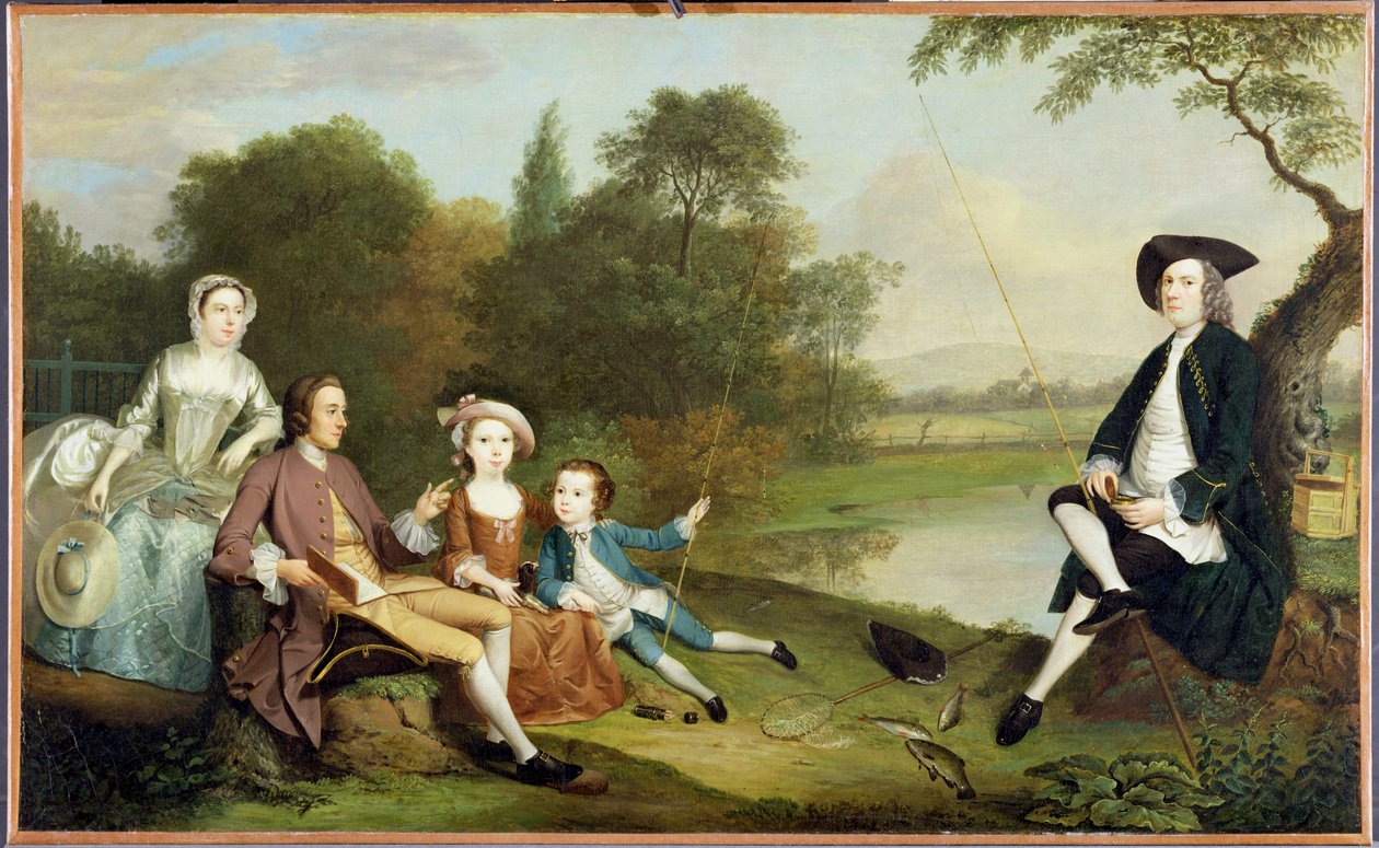 Retrato de uma família, tradicionalmente conhecida como a família Swaine de Fencroft, Cambridgeshire, 1749 de Arthur Devis