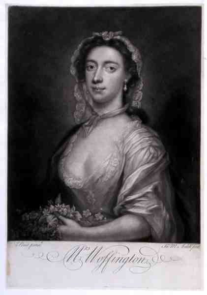 Sra. Woffington, gravada por James McArdell (c.1729-65) (gravura) de Arthur (after) Pond