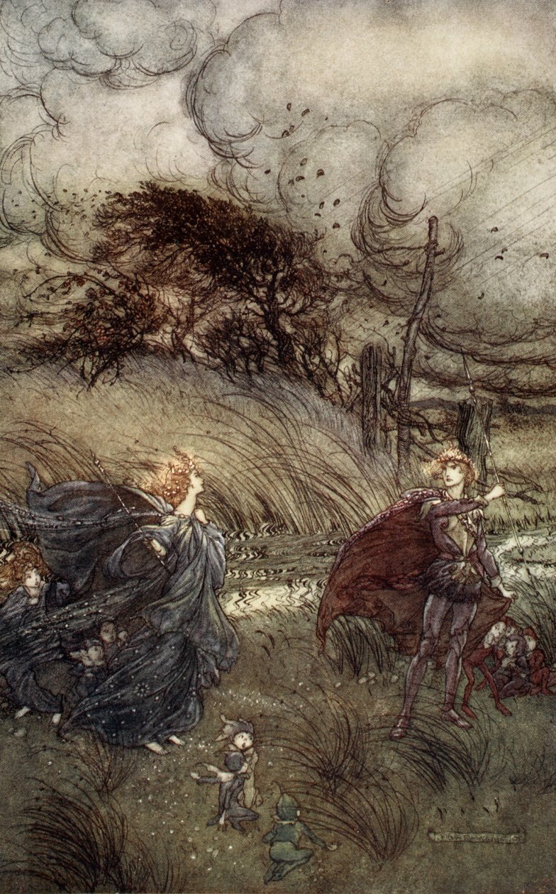 E agora eles nunca se encontram no bosque ou no verde, por uma fonte transparente ou com brilho estelar. Mas eles fazem quadrado, ilustração de 