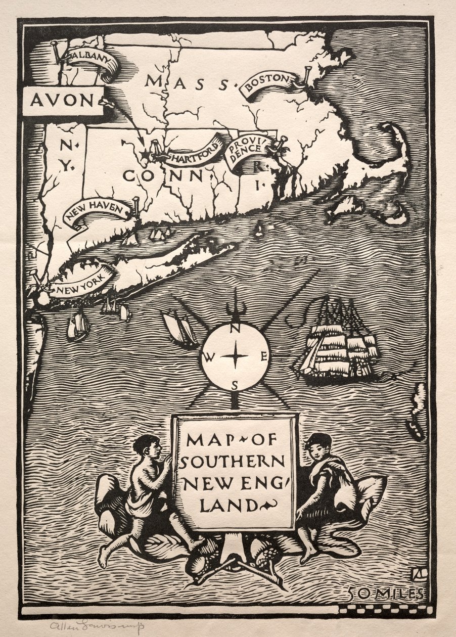Mapa do Sul de Nova Inglaterra de Arthur Allen Lewis