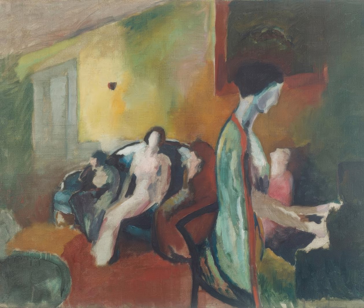 Interior com mulher ao piano de Arthur Beecher Carles