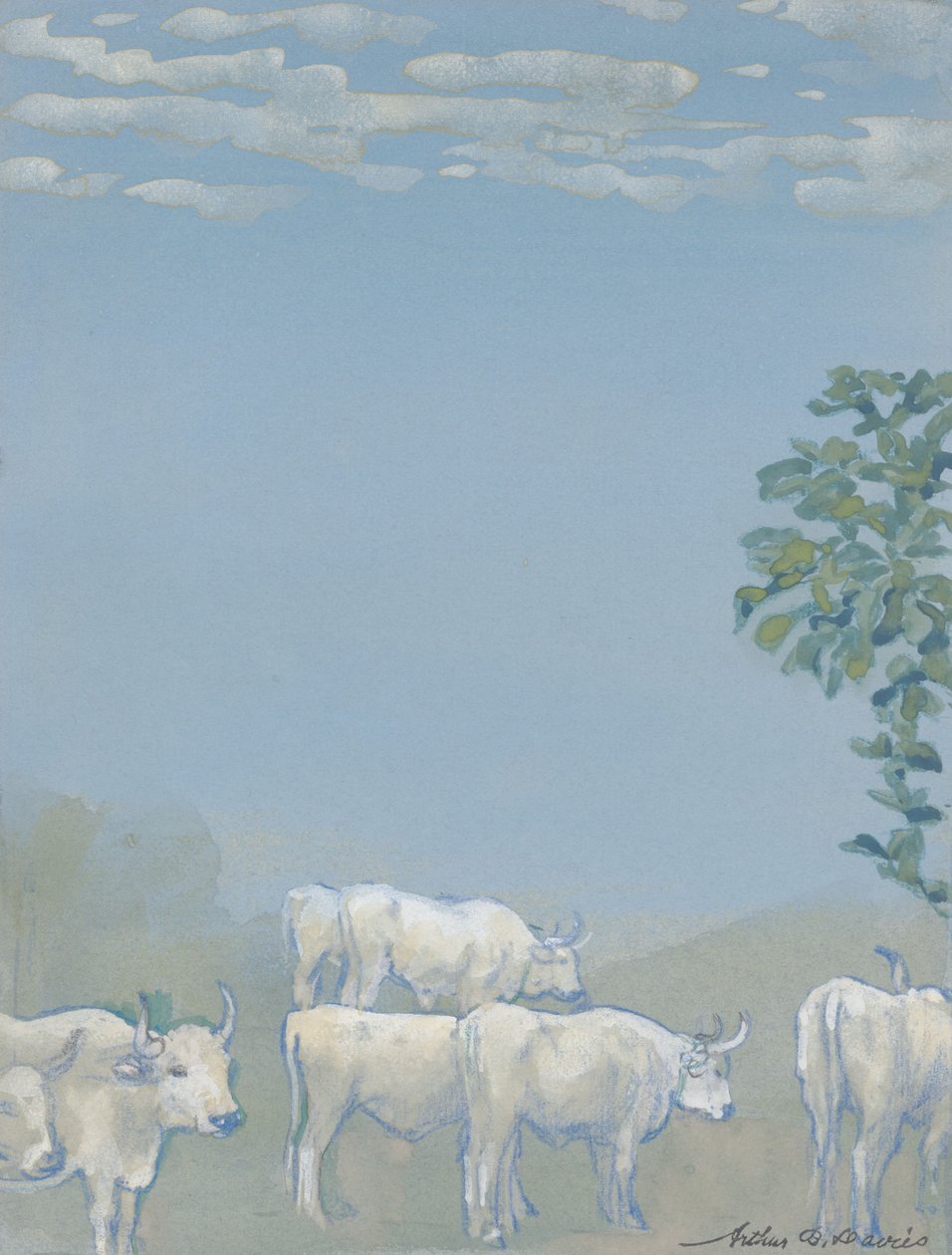Paisagem com vacas de Arthur Bowen Davies