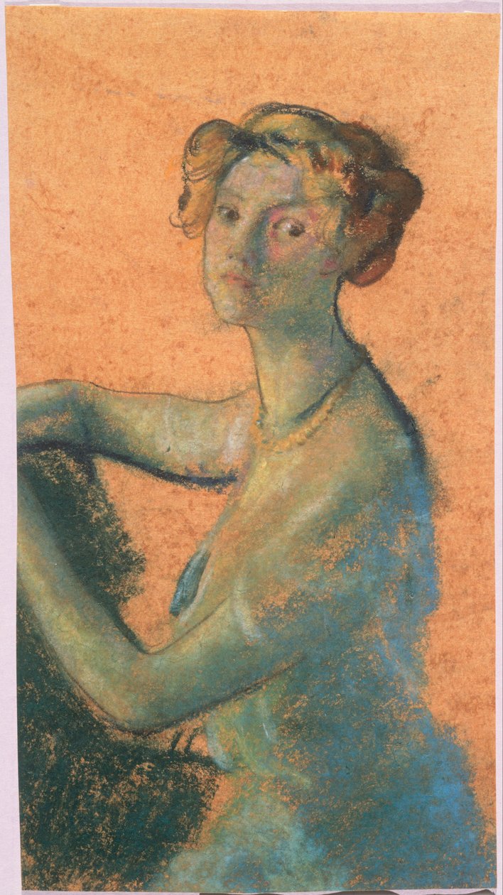 Mulher com fundo laranja do livro AB Davies, edição -25, 50 de Arthur Bowen Davies