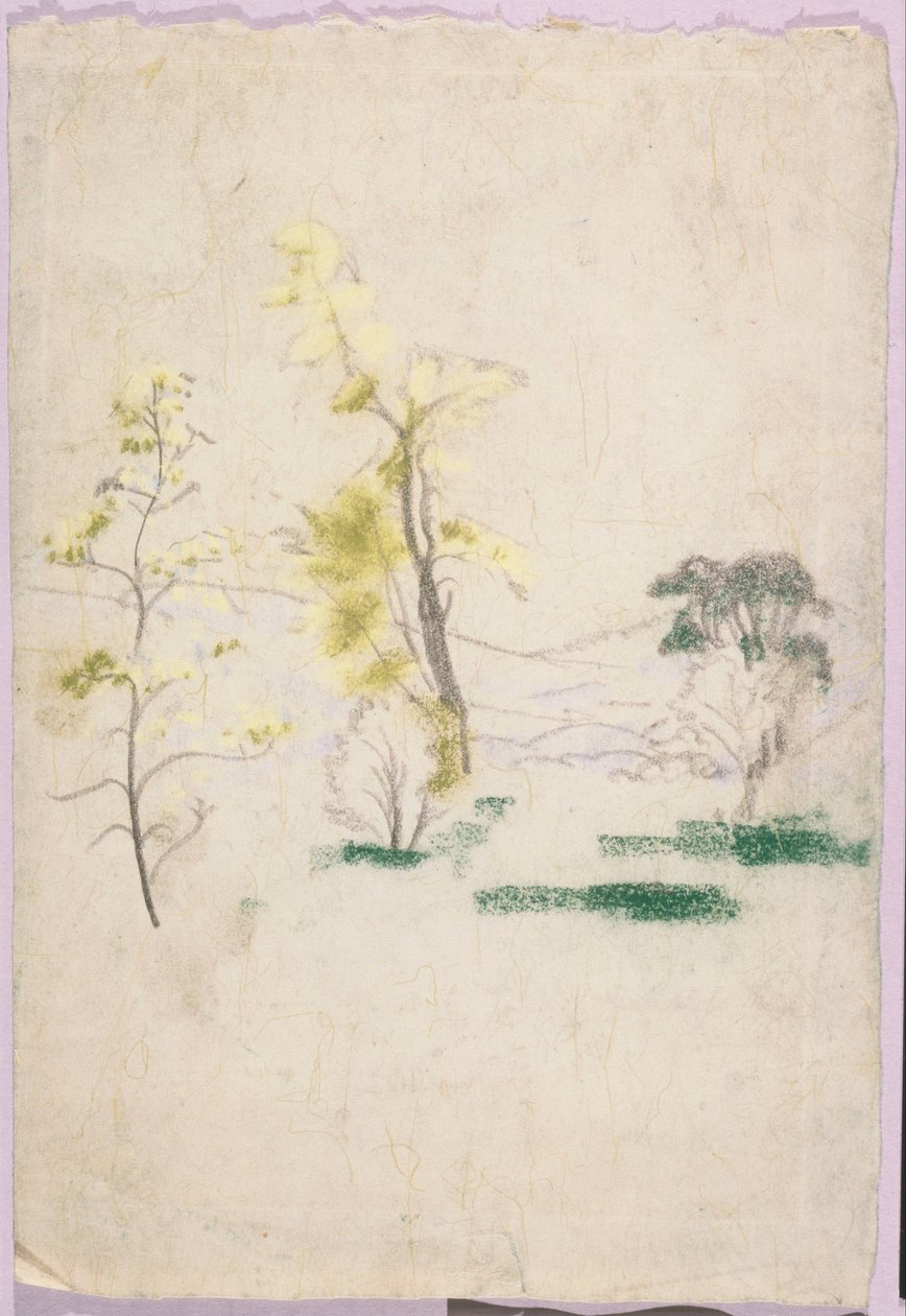 paisagem com três árvores individuais do livro AB Davies, edição 33, 50 de Arthur Bowen Davies
