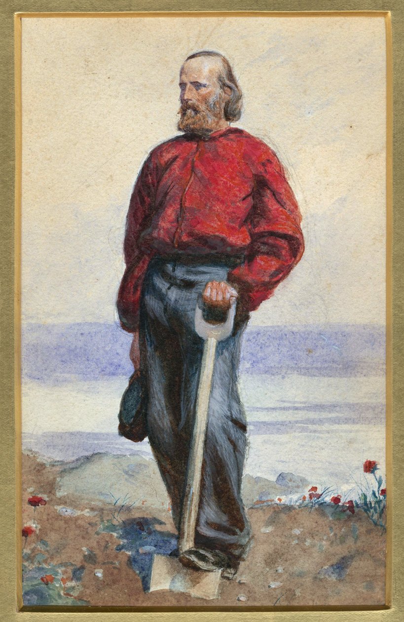 Giuseppe Garibaldi na Ilha de Capri - Oeuvre de Arthur Boyd Houghton(1836-1875) - 1860 - Aquarela sobre papel - 25,5x18 - Coleção Particular de Arthur Boyd Houghton