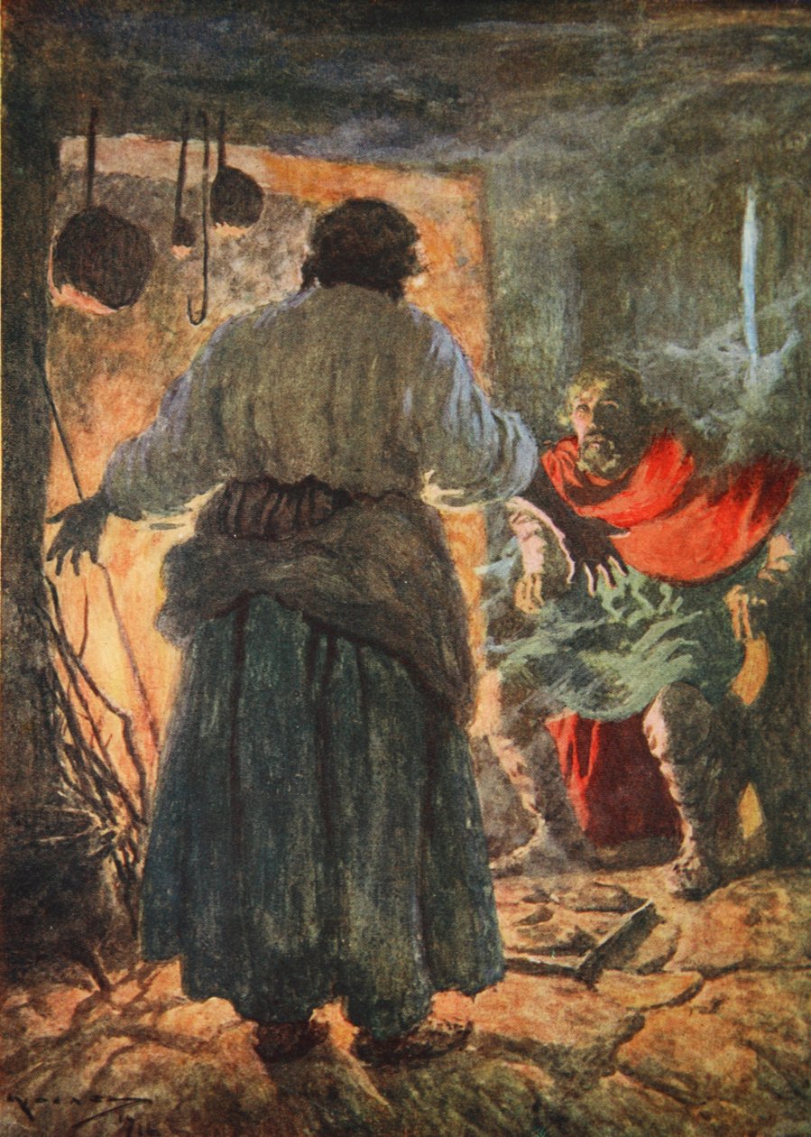Alfred sendo repreendido por queimar os bolos (cor litho) de Arthur C. (after) Michael