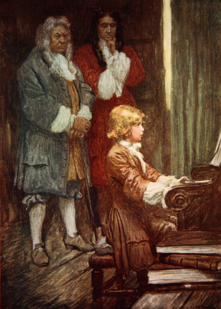 Em silêncio eles esperaram enquanto Handel tocava (lito colorido) de Arthur C. (after) Michael