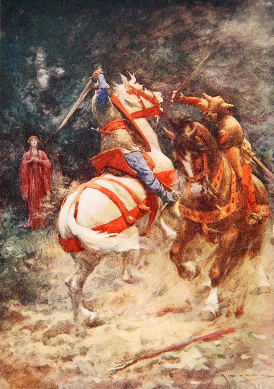 O Cavaleiro do Cisne (cor litho) de Arthur C. (after) Michael