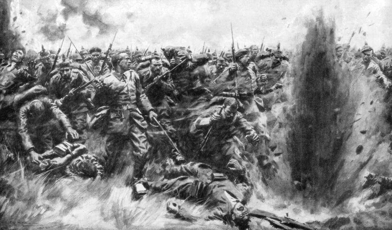 Um massivo ataque alemão à frente britânica, Primeira Guerra Mundial, 1914 1926. de Arthur C. Michael