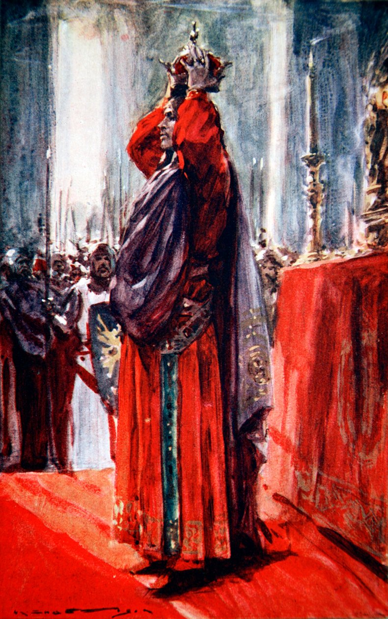 O Sacro Imperador Romano Frederico II coroa-se Rei de Jerusalém, 1229 1913 de Arthur C Michael