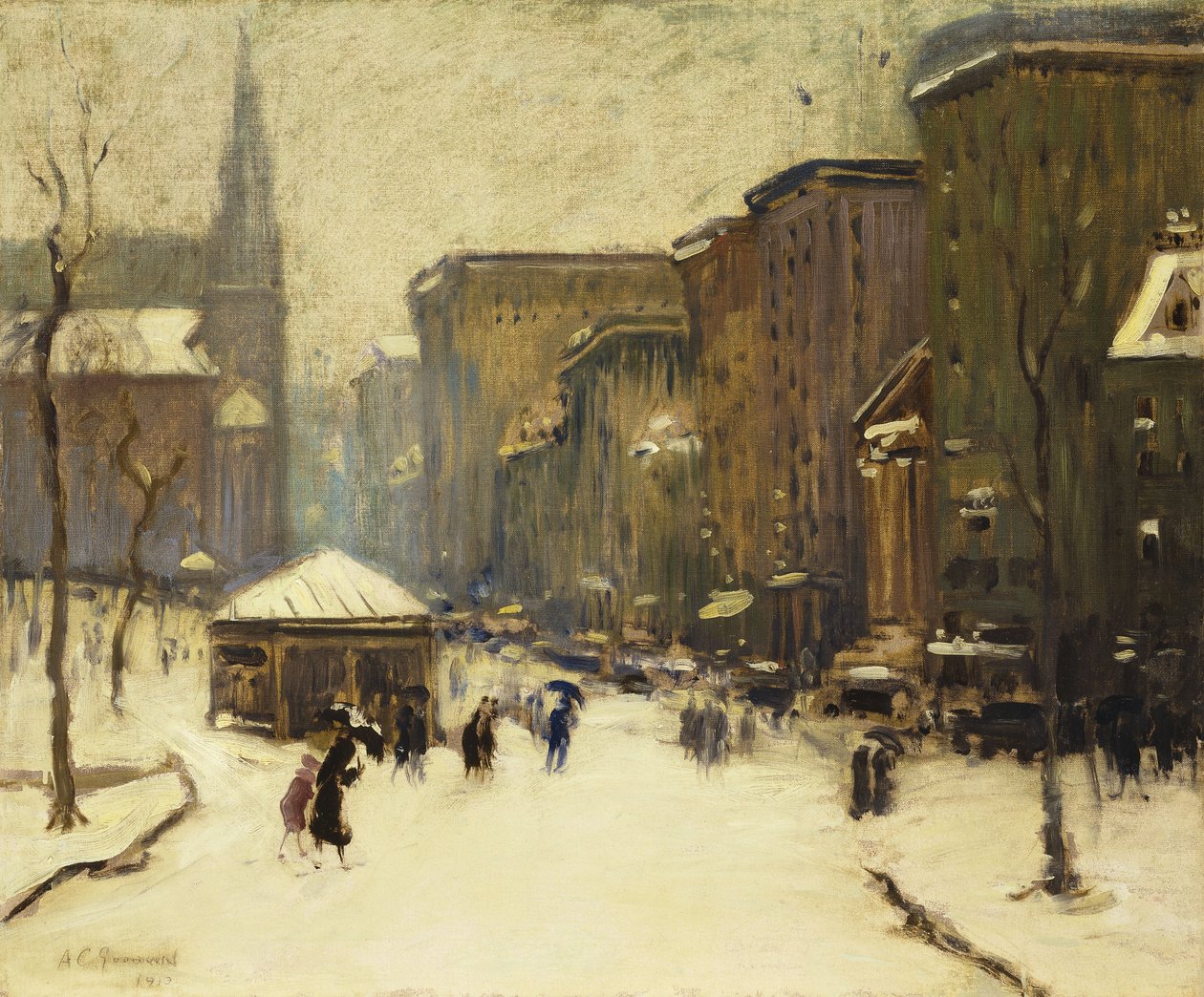 Igreja da Park Street na neve de Arthur Clifton Goodwin