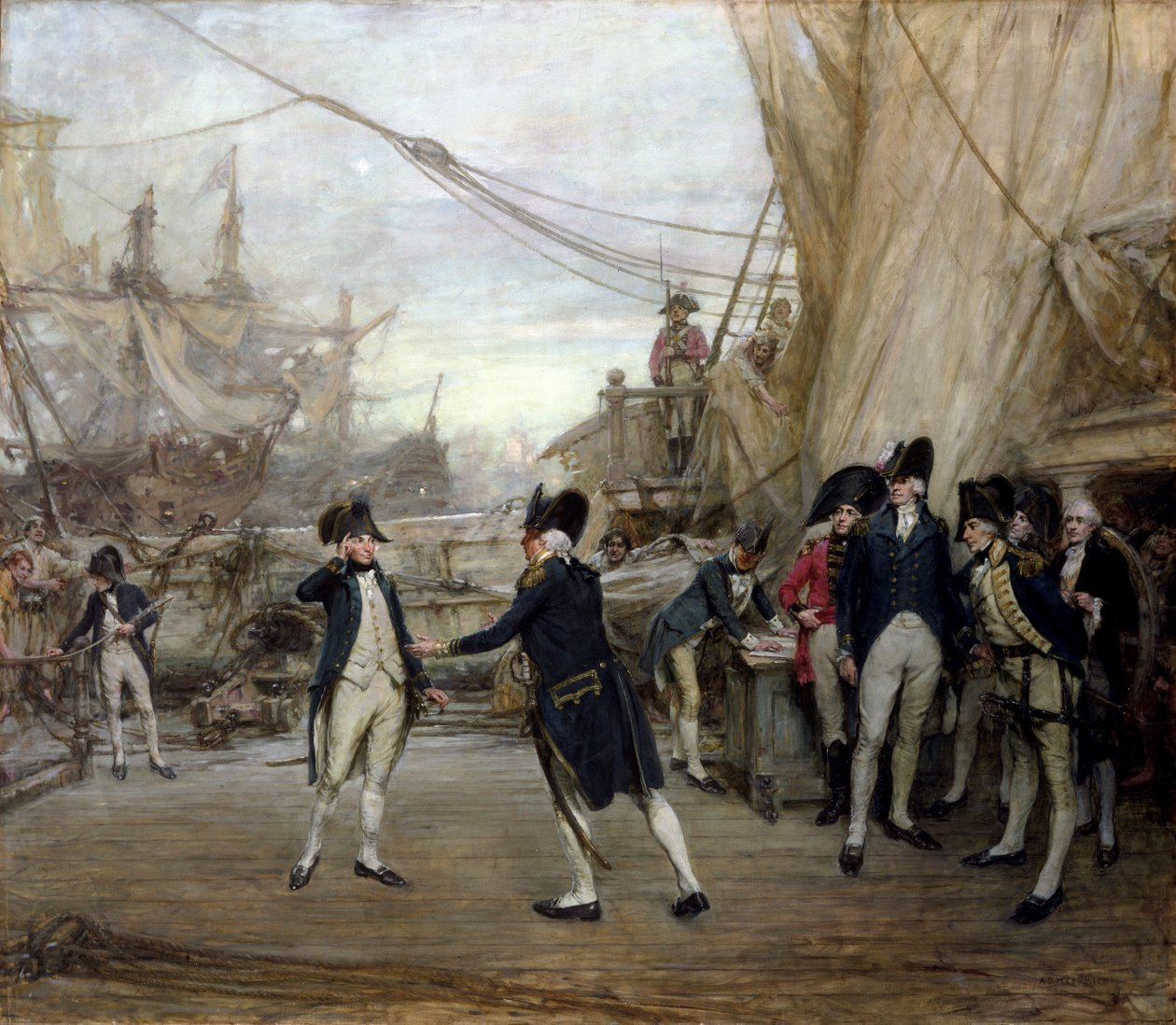 Nelson recebido pelo Almirante Jervis após a Batalha de São Vicente (óleo sobre tela) de Arthur David McCormick