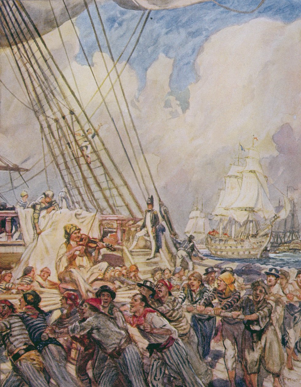 The Old Soberba, ilustração de &39;Tambor de Drake e outras canções do mar&39; por Henry Newbolt (1862-1938) de Arthur David McCormick