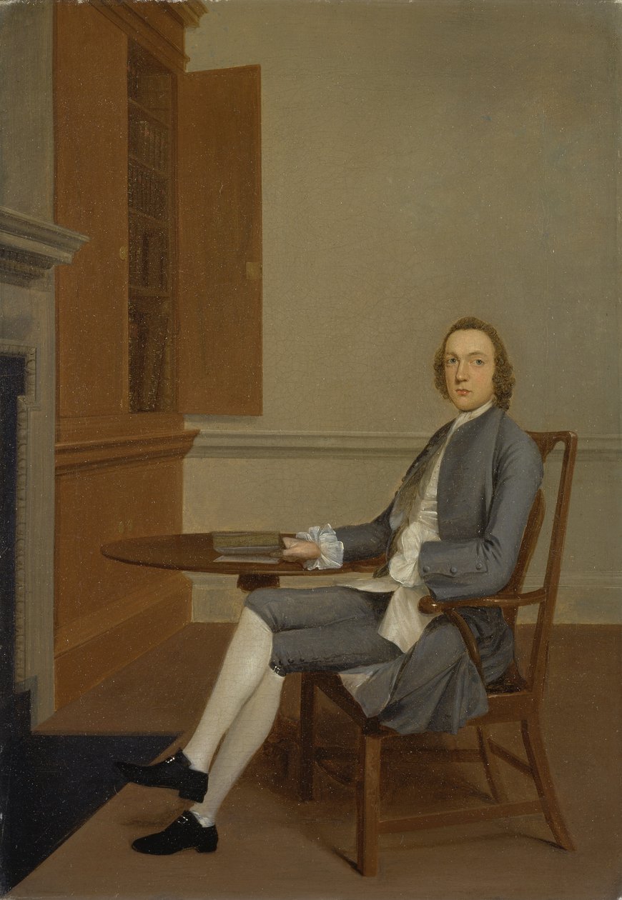 Um homem desconhecido sentado a uma mesa, c.1744-46 (óleo sobre tela) de Arthur Devis