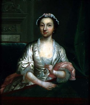 Retrato de Elizabeth Faulkner, esposa da artista, c.1742 (painel) de Arthur Devis